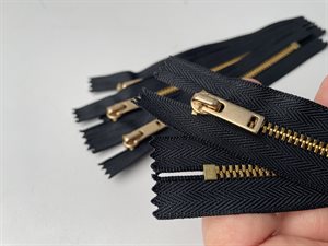 Mørk marine lynlås - med metal tænder og ikke delbar, 14 cm